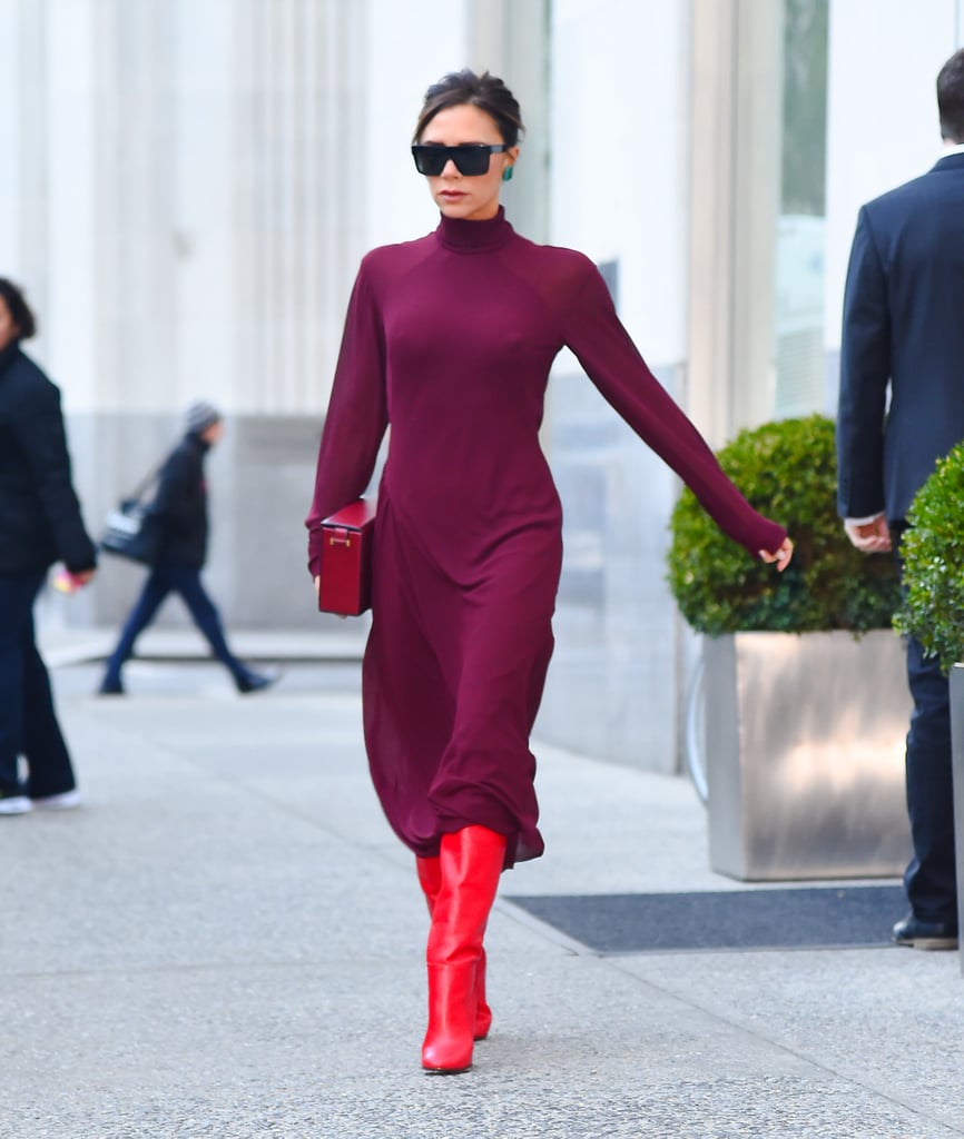 Victoria mixed red and burgundy for a sleek and sophisticated outfit.