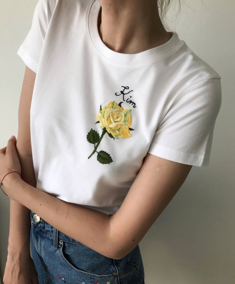 Rose Hand-Embroidered T-Shirt