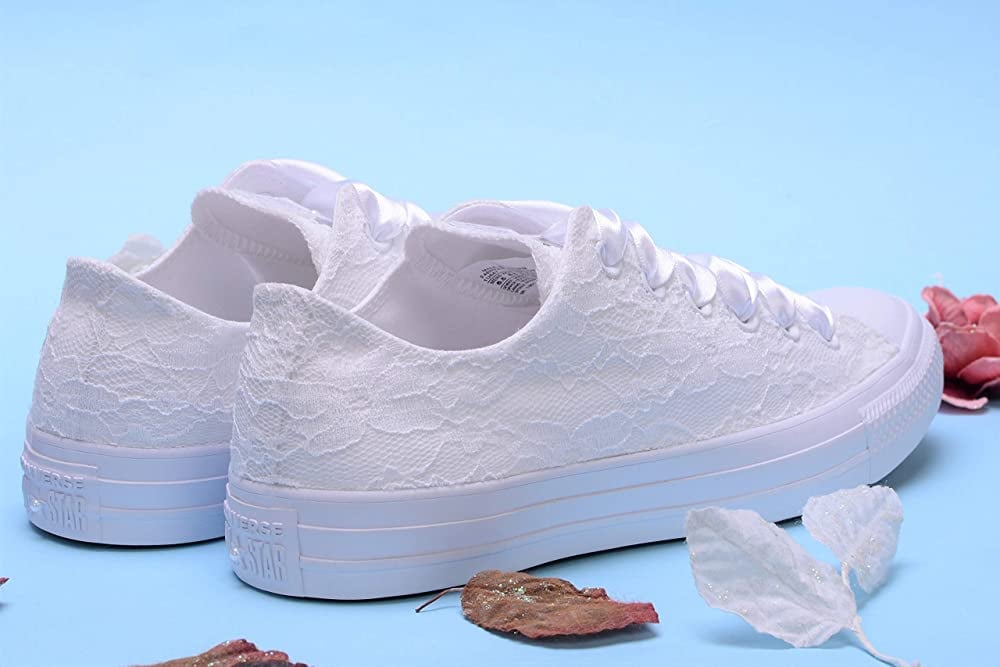 White Wedding Sneakers For a Bride: Lace Bridal Trainers