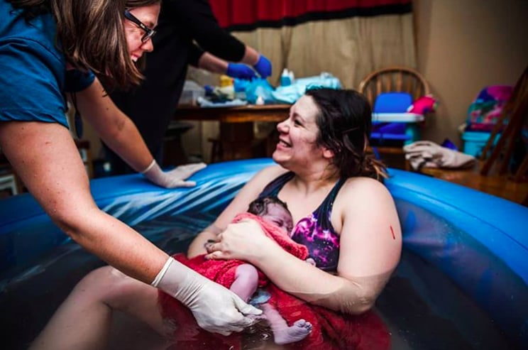 This mom was all smiles after her at-home water birth.