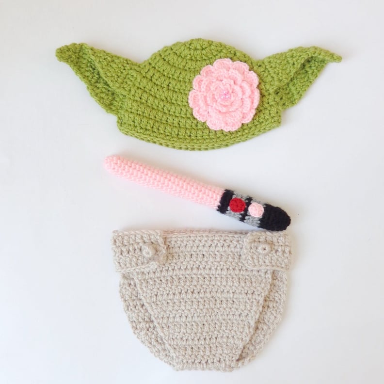 Pink Lightsaber, Yoda Hat With Flower, and Diaper Cover