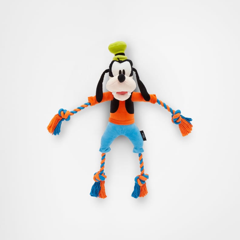 Goofy Plush With Rope Squeaky Dog Toy