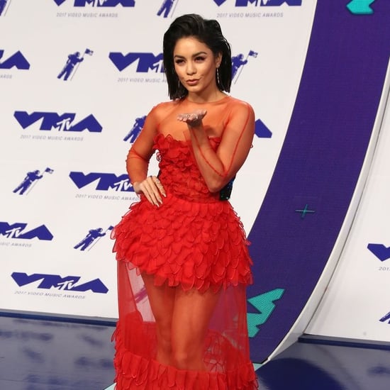 Vanessa Hudgens Wearing Red Yanina Couture Dress VMAs 2017