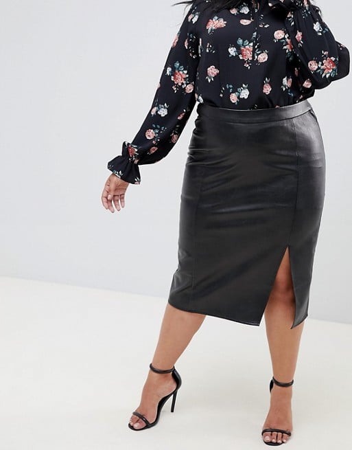 Fashion Union Pu Pencil Skirt With Side Split