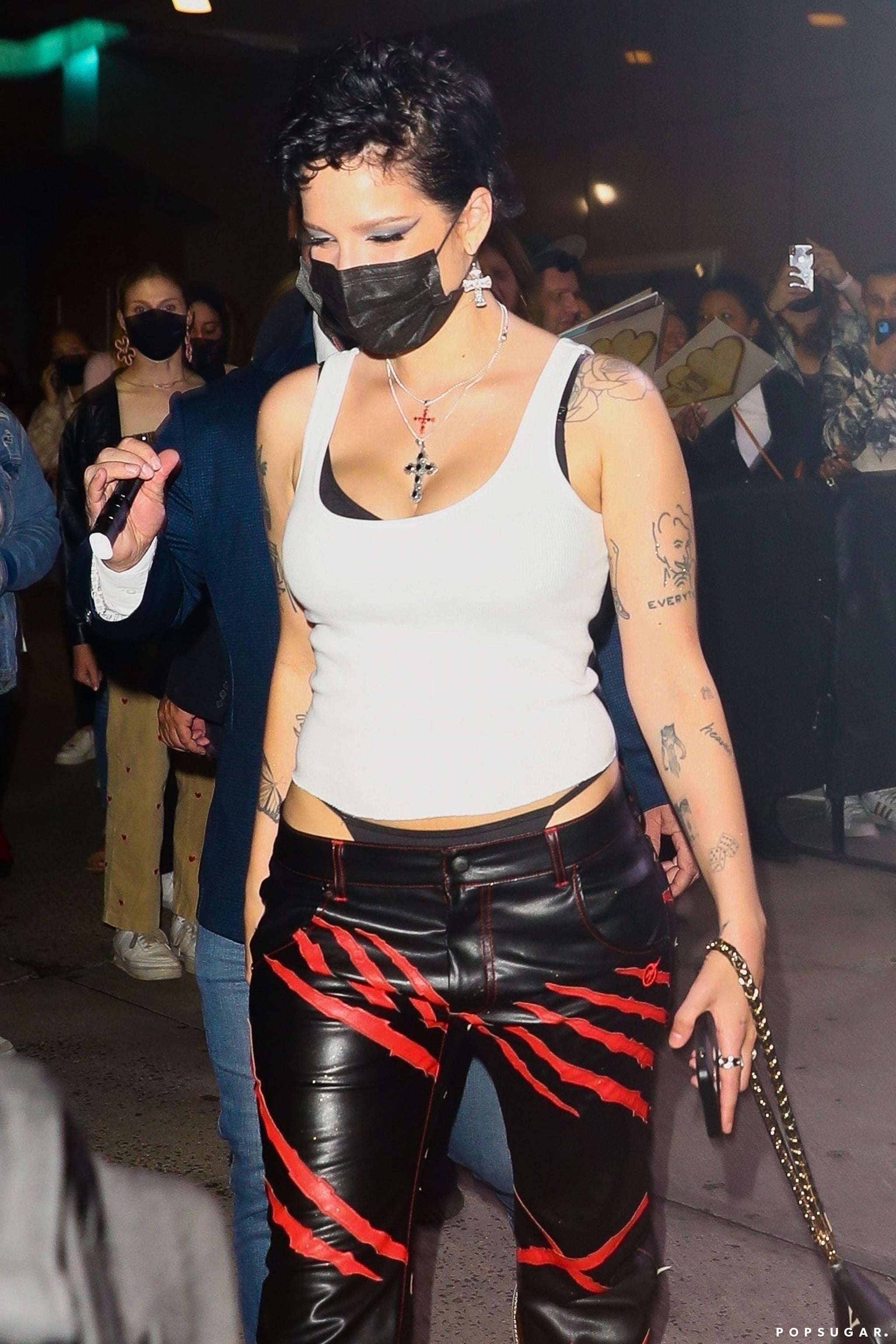 Halsey Wears Low-Rise Leather Pants to Harry Styles Concert