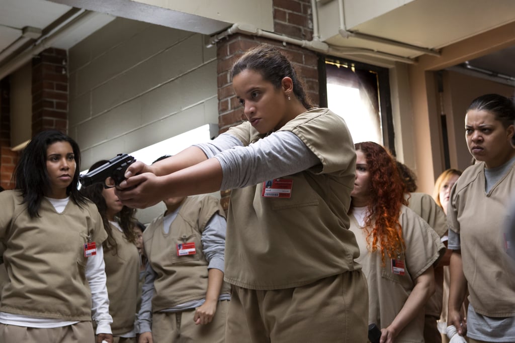 The first clip from season five shows Daya (Dascha Polanco) at the middle of the riot, while everyone around her screams for her to shoot Humphrey. Will she pull the trigger?