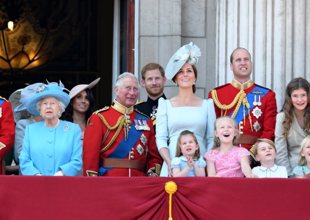 Meghan stood behind higher ranking members of the royal family during her first Trooping the Colour.