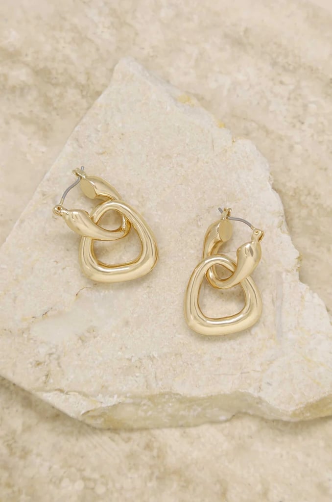 Ettika Baby Double Dangle Hoop 18K Gold Plated Earrings