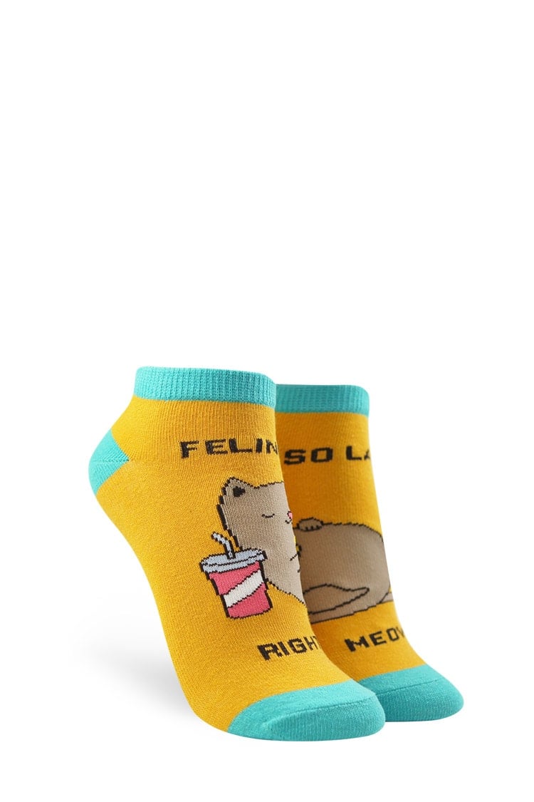 Lazy Cat Graphic Ankle Socks