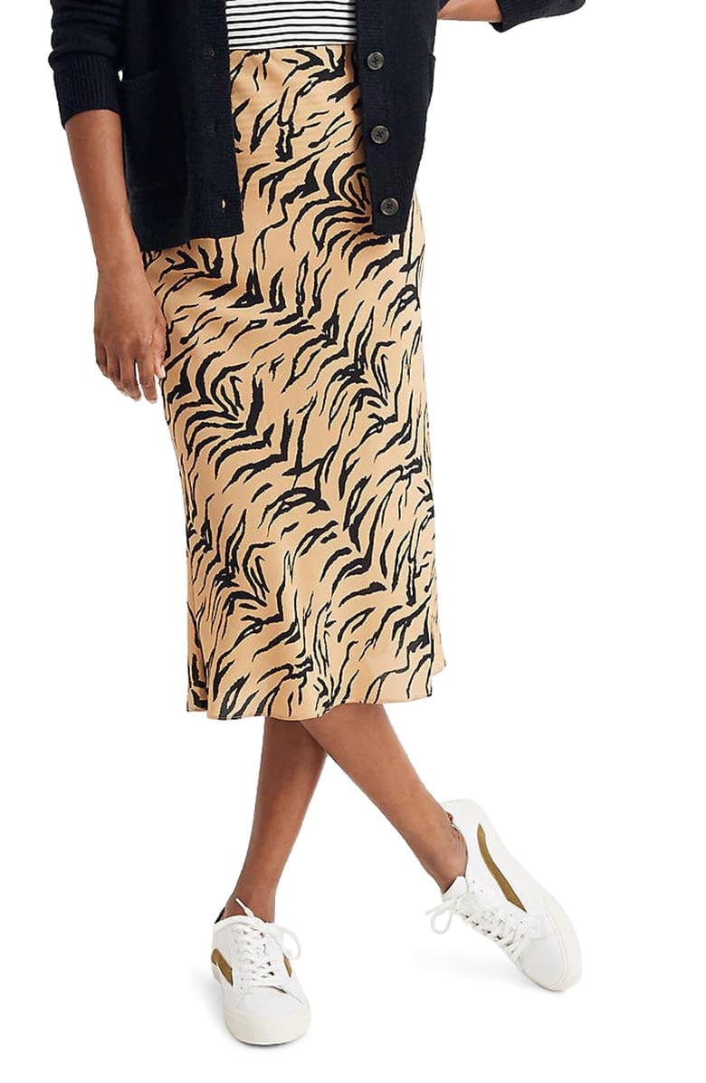 silk midi slip skirt