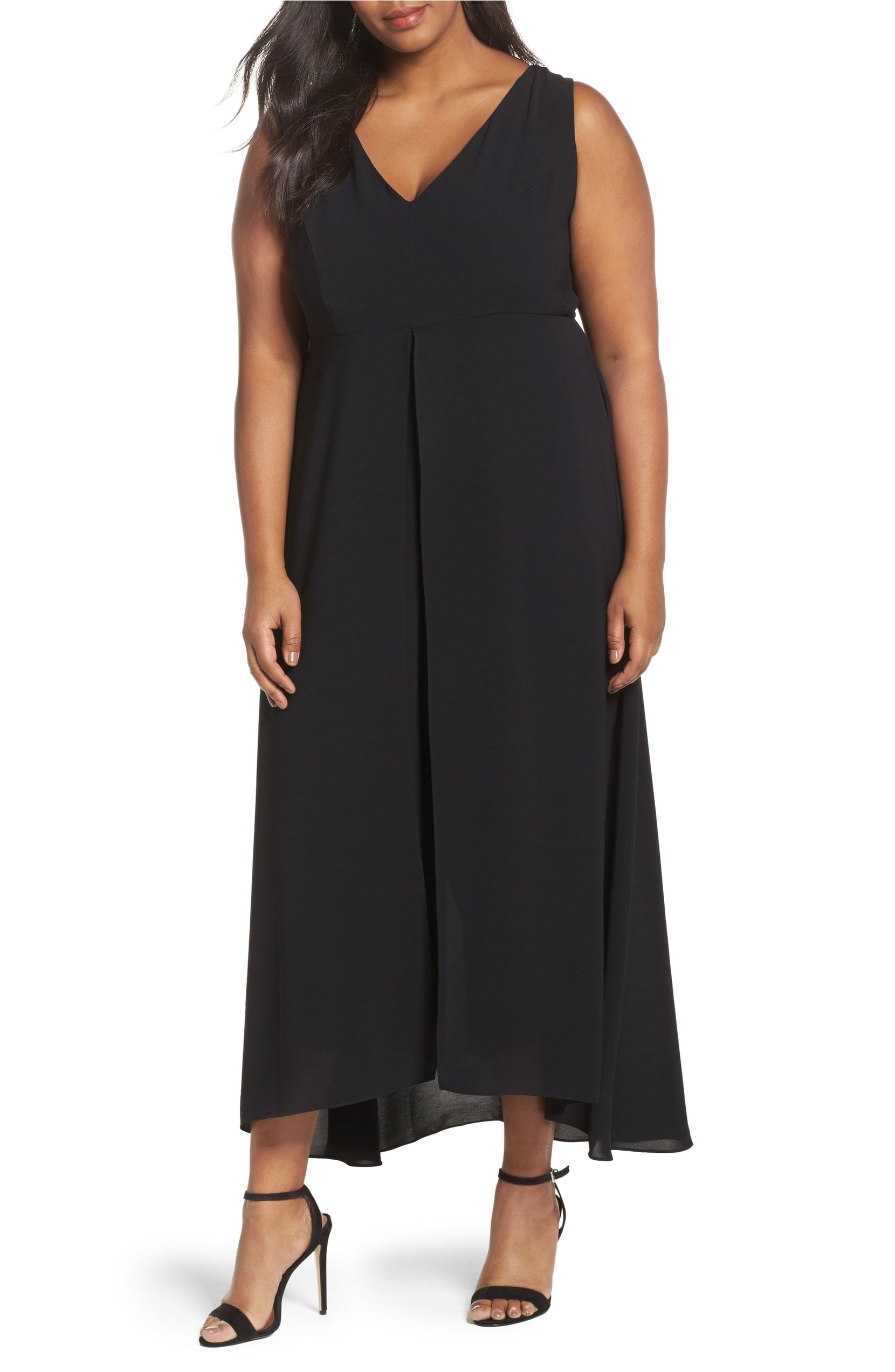 Adrianna Papell V-Neck Chiffon Overlay ...