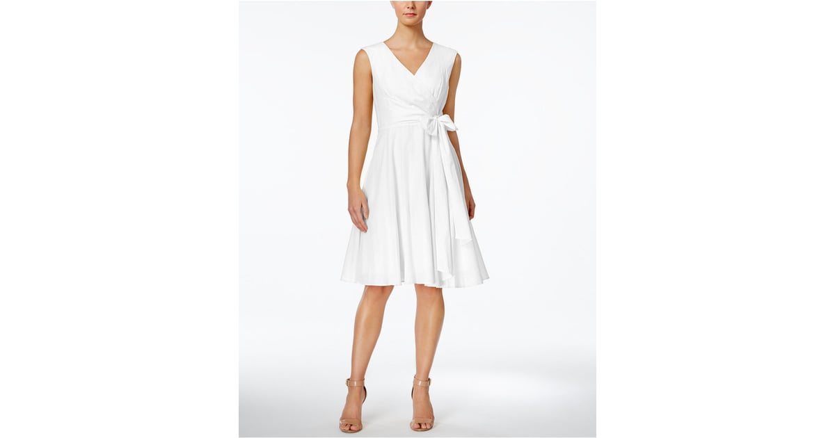 calvin klein fit and flare dress white