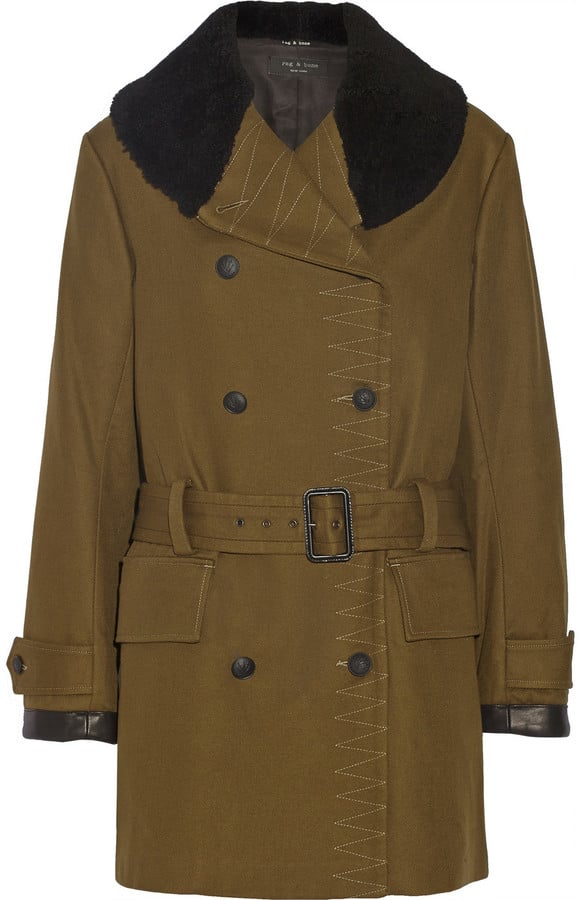 Rag & Bone Falcon Shearling-Trimmed Twill Coat