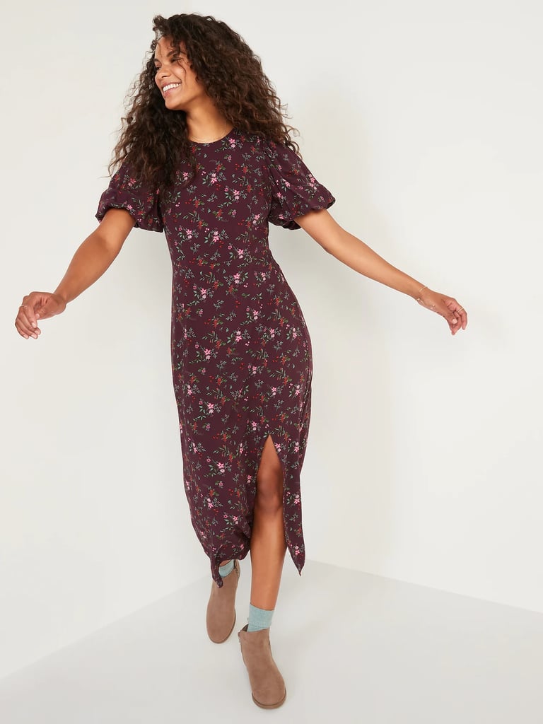 Old Navy Puff-Sleeve Floral Maxi Shift Dress