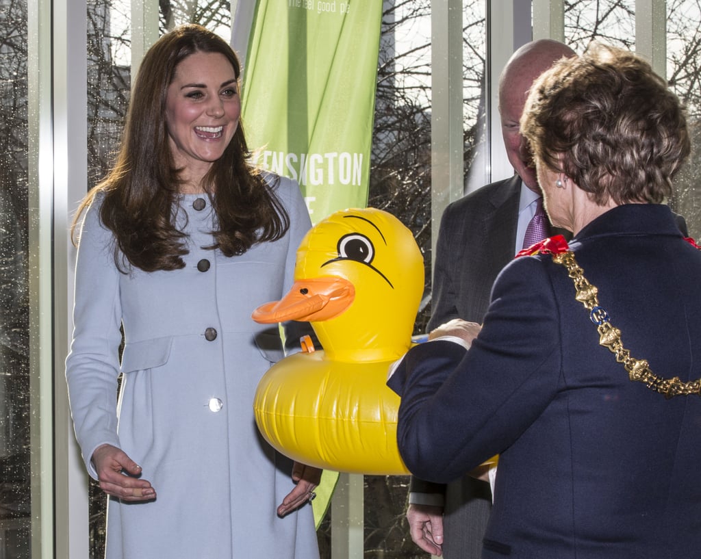 At the Kensington Leisure Center on Jan. 19, Kate revealed that she could feel the baby kicking while speaking with children.
