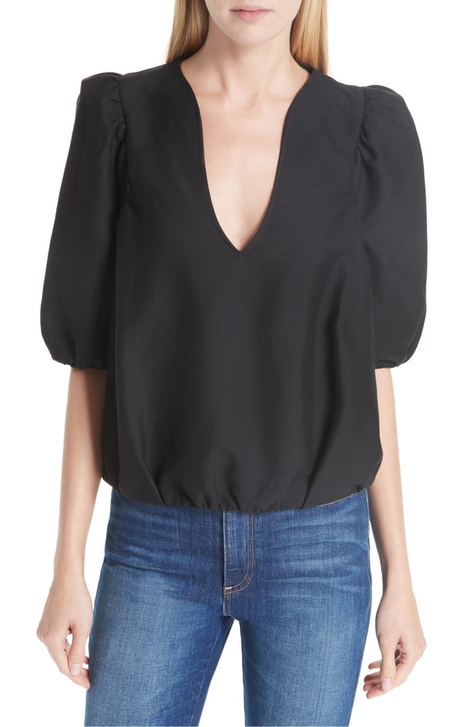 ba&sh Petra Cotton Blend Puff Sleeve Blouse