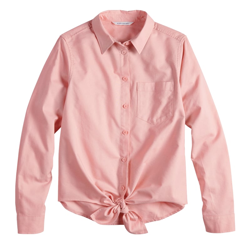 POPSUGAR Knot-Front Button Down Shirt