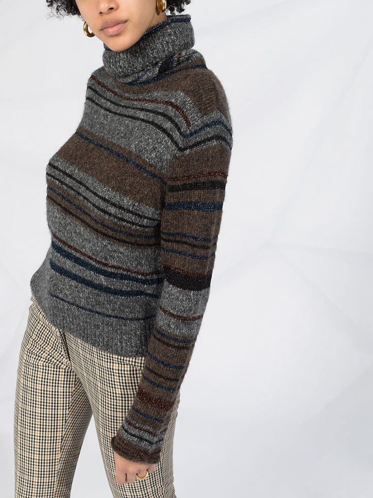 Turtleneck Striped Knit Sweater 