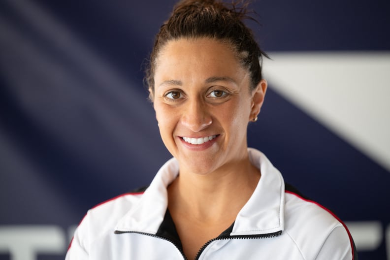 US artistic swimmer Anita Alvarez poses at the Bussys swimming pool in Eaubonne, France.