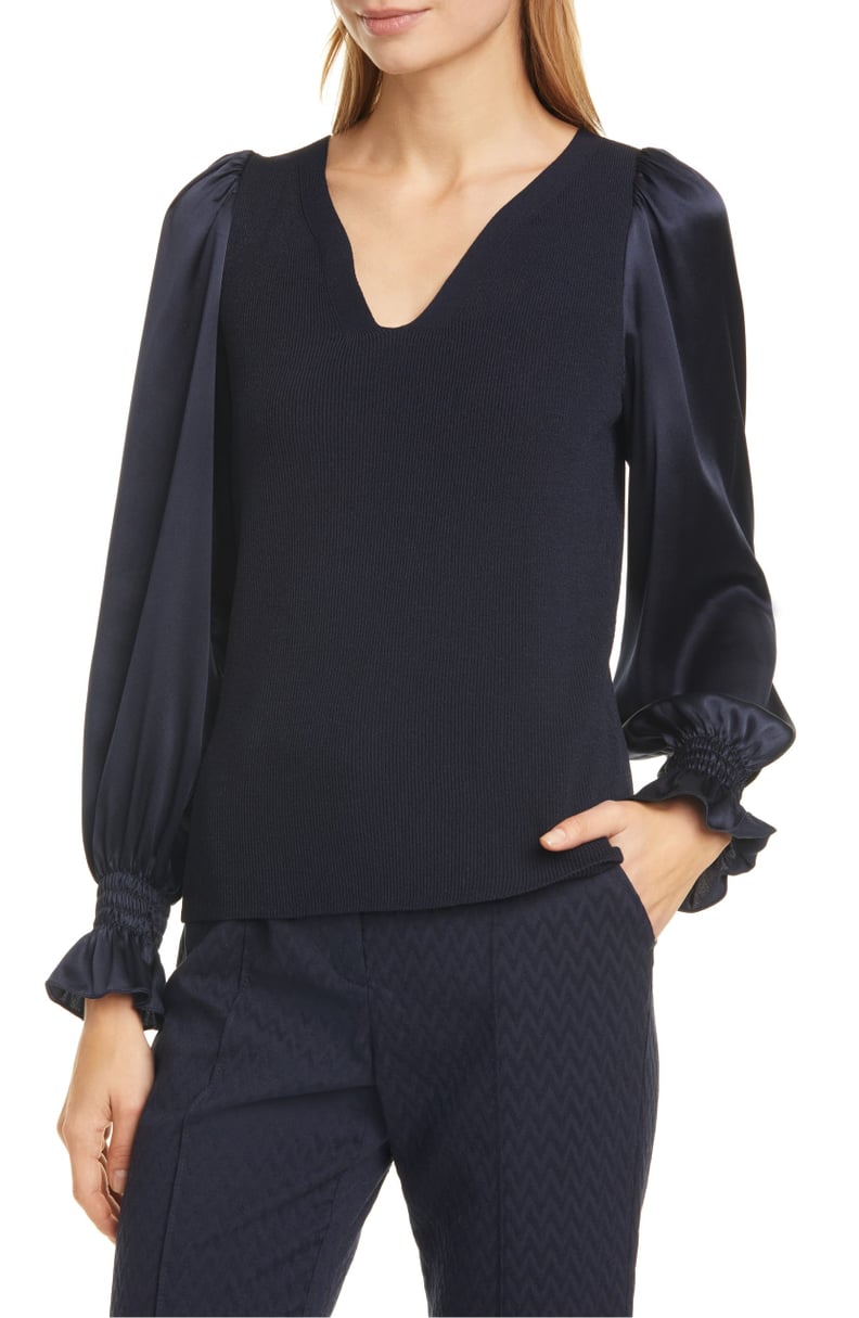 Tailored by Rebecca Taylor Long-Sleeve Pullover Blouse
