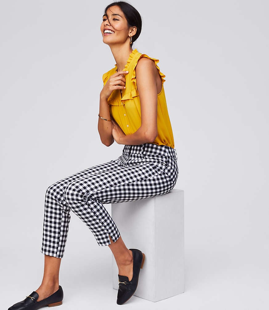 Loft gingham pants on sale