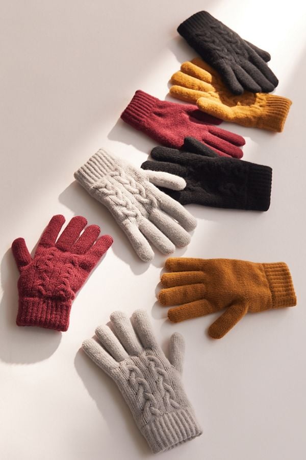 Cable Knit Chenille-Lined Glove