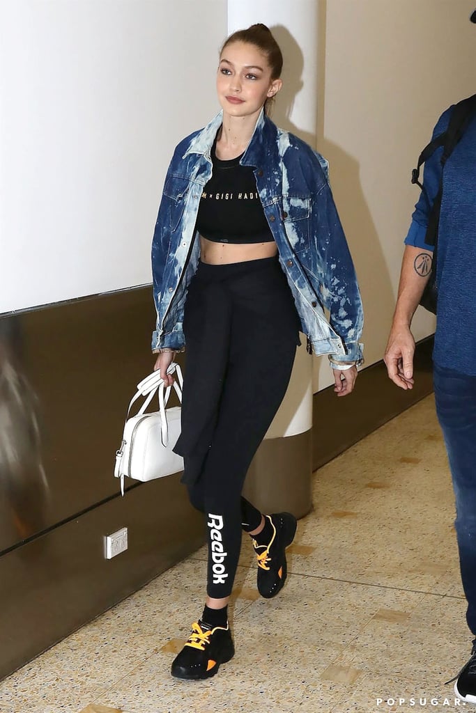 Gigi Wearing Her New Reebok Sneakers at the Airport