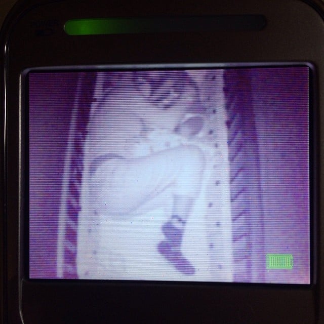 Alyssa Milano was caught on the nursery monitor sneaking into her son Milo's crib.
Source: Instagram user milano_alyssa