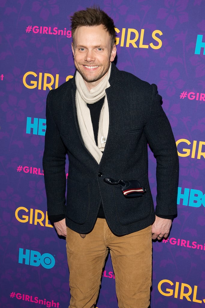 Joel McHale wore a scarf to the premiere.