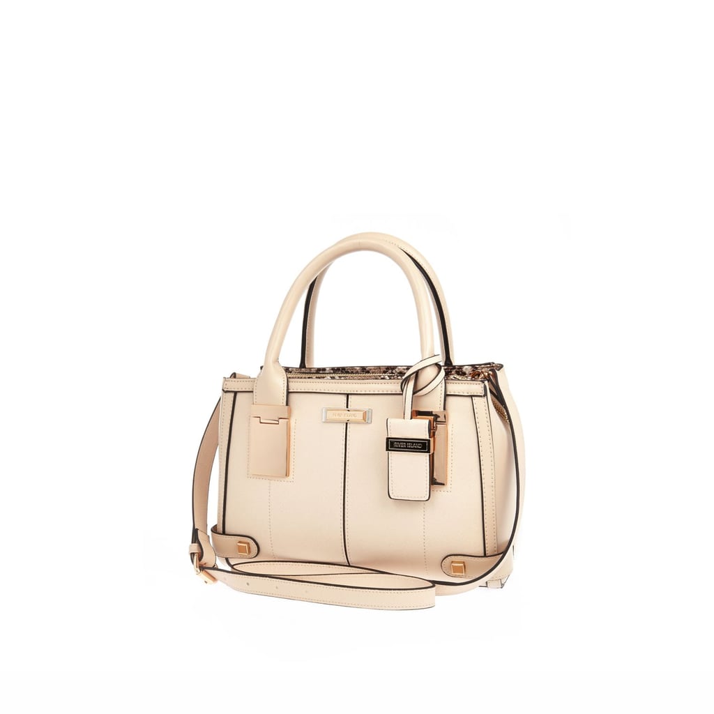 River Island Womens Cream mini hinge handle tote handbag ($70)