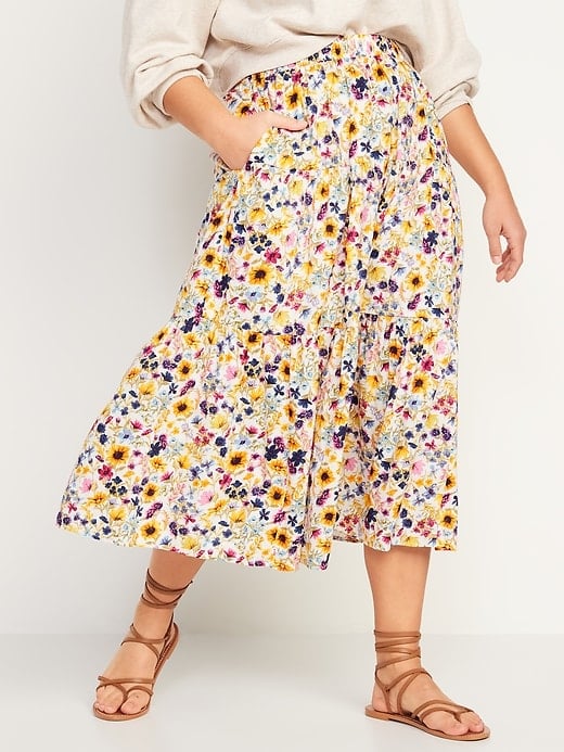 Old Navy Tiered Floral-Print Maxi Skirt