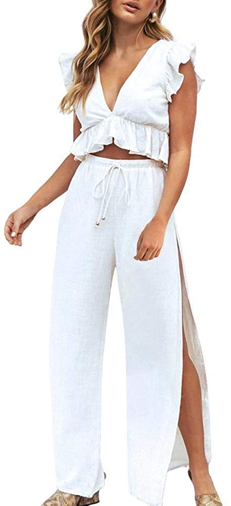 Fancyinn Two-Piece Crop Top and Wide Leg Pants Set