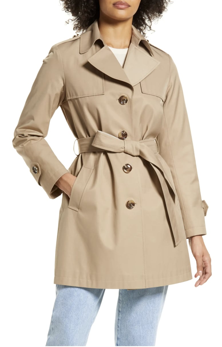 A Trench Coat: Sam Edelman Water Repellent Tie Waist Cotton Blend Trench  Coat | The 22 Best Jackets and Coats For Cold Weather | POPSUGAR Fashion  Photo 6