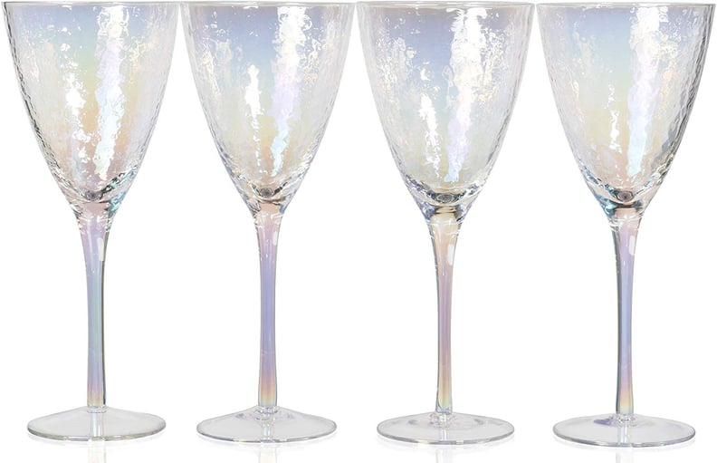 Deluxe Iridescent Long Stem Wine Glasses