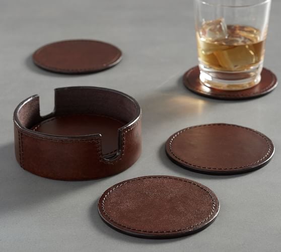 Saddle Leather Drink Coasters