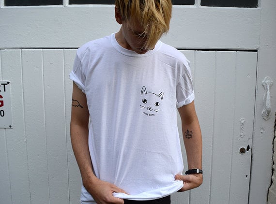 White Cat Face T-Shirt