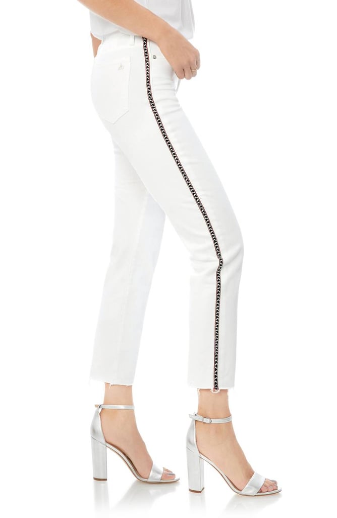 Sam Edelman Mary Jane Embroidered Raw Edge Crop Jeans