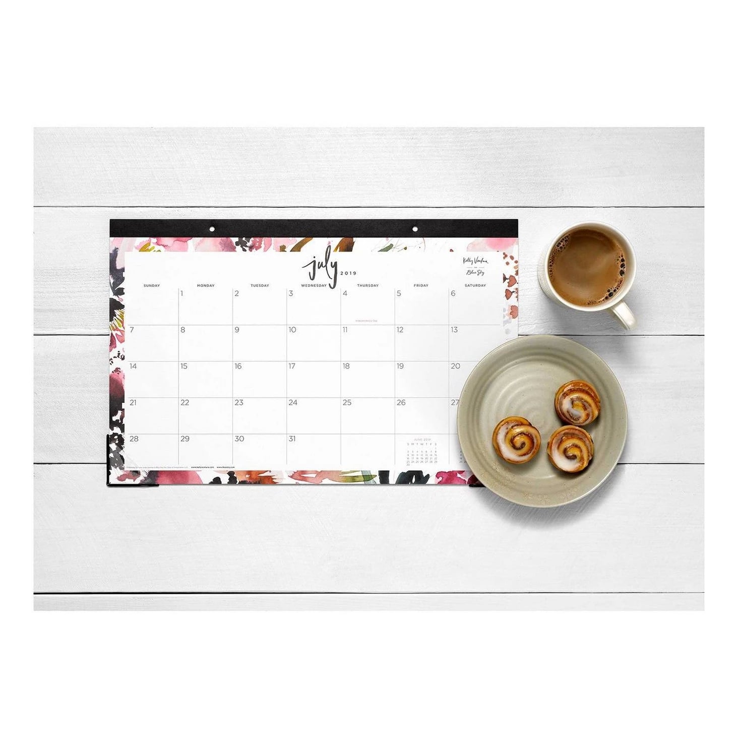 Pink Watercolor Desk Calendar We Can T Fill Up Our Red Carts