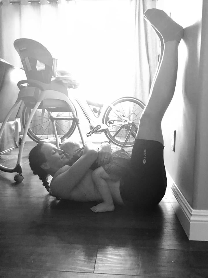 Mom Breastfeeding During Ironman Competition