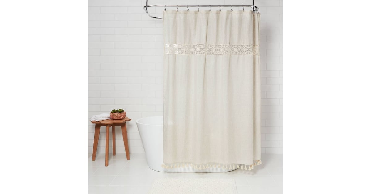 Opalhouse Solid Crochet with Tassels Shower Curtain Tan Best Products
