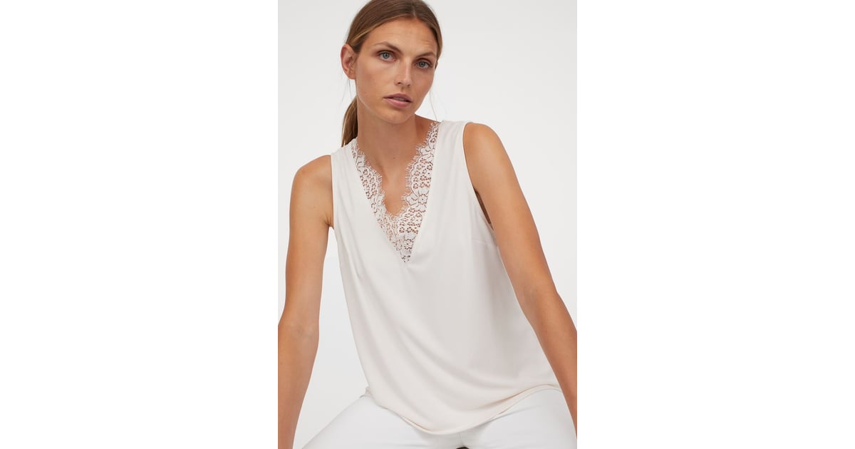V-Neck Top With Lace | Best New Clothes and Accessories From H&M ...