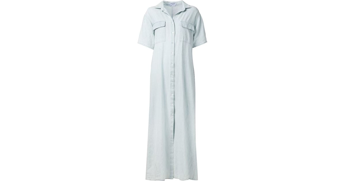Frame long denim shirt dress ($300) | Denim Dresses For Fall | POPSUGAR