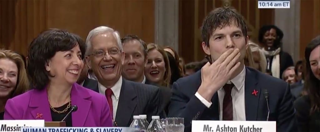 Ashton Kutcher Blowing a Kiss to John McCain February 2017