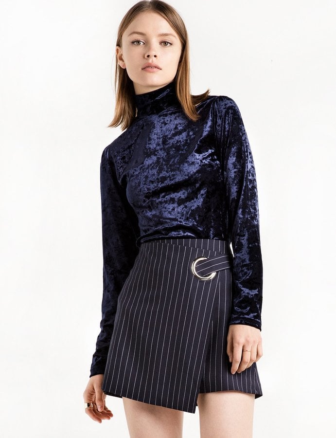 Pixie Market Navy PinStripe Ring Mini Skirt
