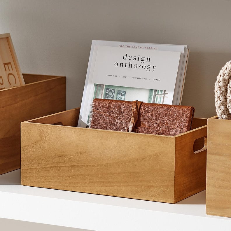 A Beautiful Bin: Honey Washed Wooden Storage Bins With Handles