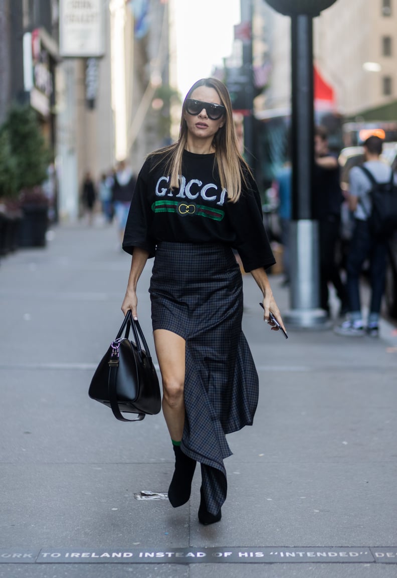 Try an Asymmetrical Midi Skirt That Falls Off to the Side