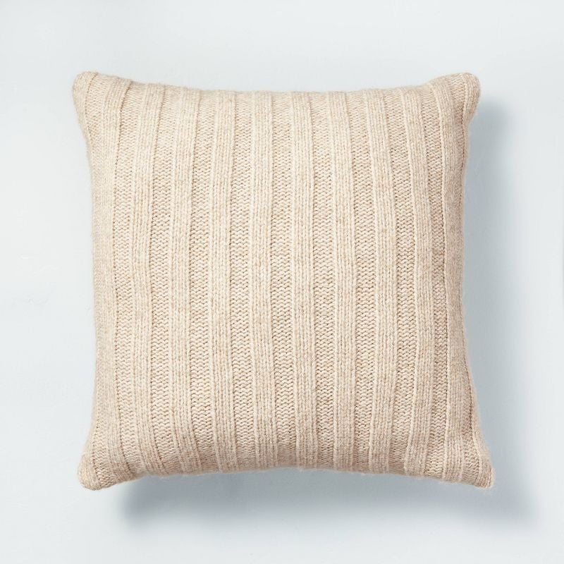 Hearth & Hand Rib Knit Square Throw Pillow Oatmeal Hearth & Hand Rib Knit Square Throw Pillow Oatmeal