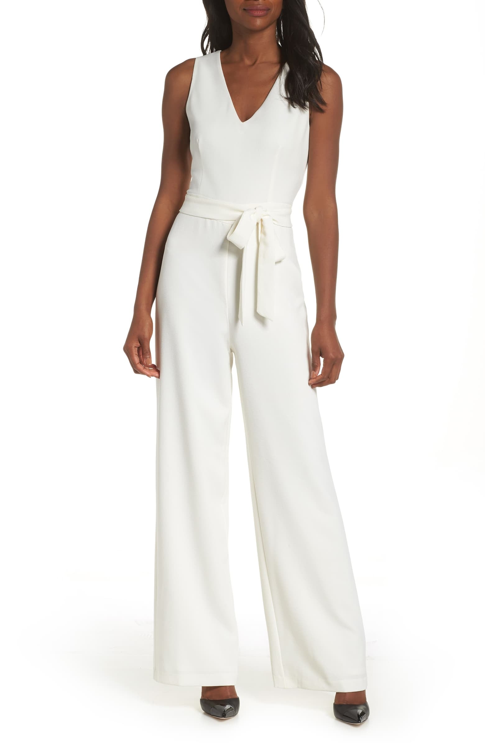 Tie front wide leg jumpsuit clearance