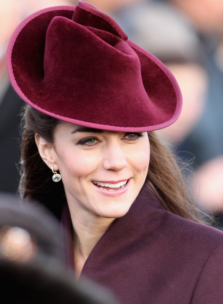 Kate matched her hat to her coat for the Christmas Day service in 2011.