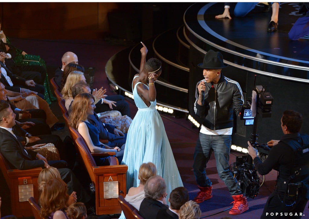 Lupita Nyong'o didn't hold back during Pharrell's performance of "Happy."